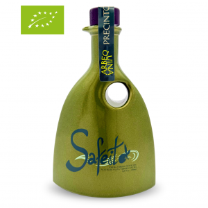 Botella de aceite de oliva virgen extra ecológico Premium de cosecha temprana Safeito Arbequina 250 ml del Bajo Aragón